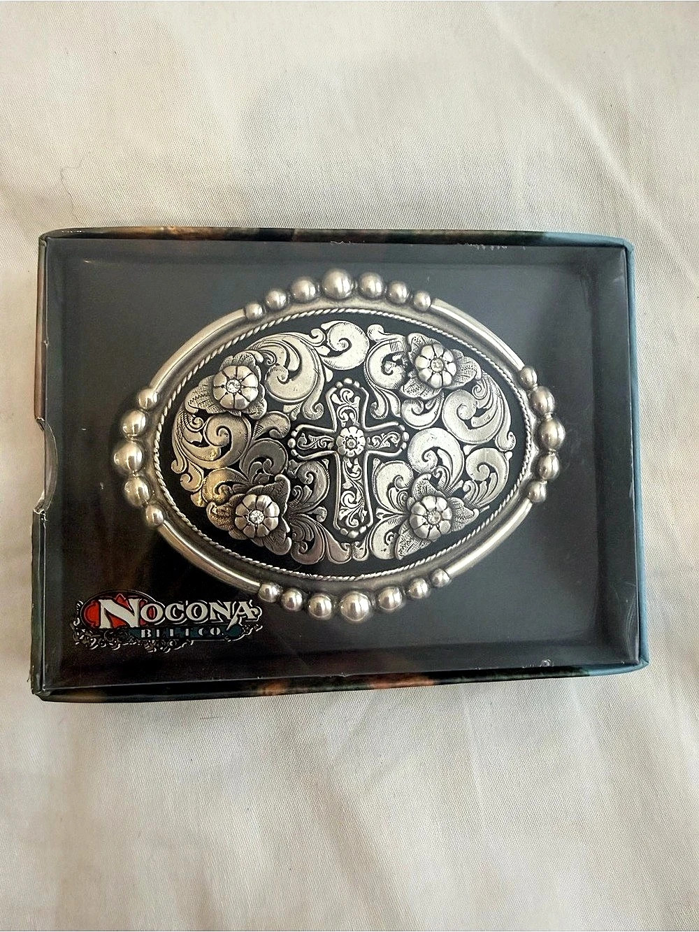 Nocona Ladies Western Cross Silver Belt Buckle